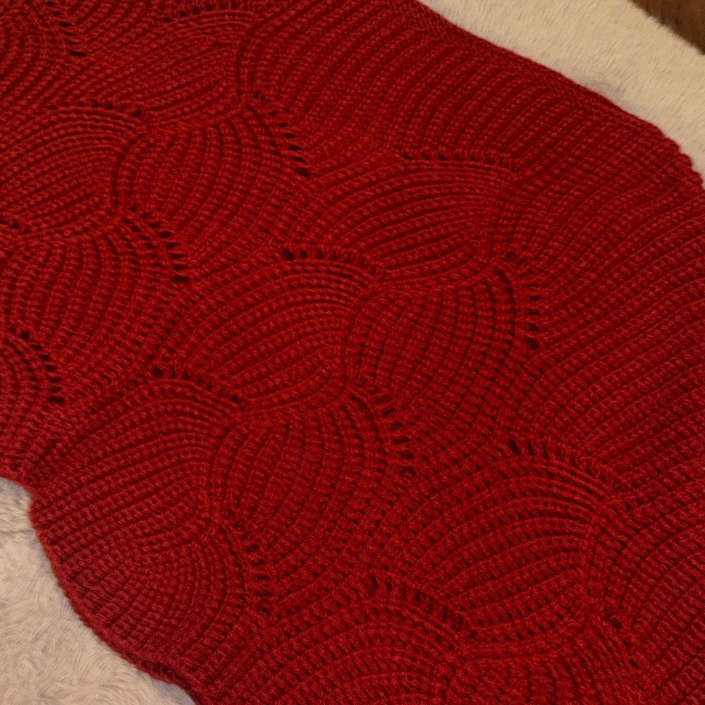 Women’s Dark Red Knit Sweater Poncho Knit Top Casual Dressy Shrug Shirt One Size - Picture 10 of 11